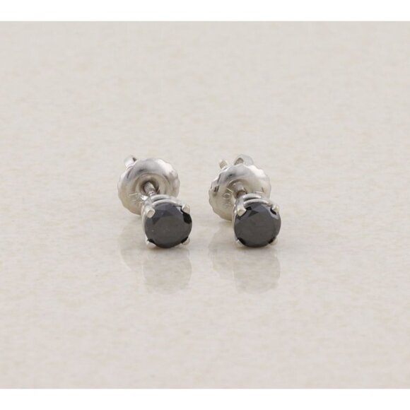 10k White Gold Black Diamond Earrings Studs .50 carats total 1/8